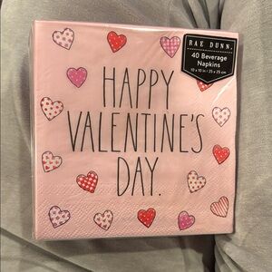 Rae Dunn Pink Heart Valentines Day Beverage Napkins